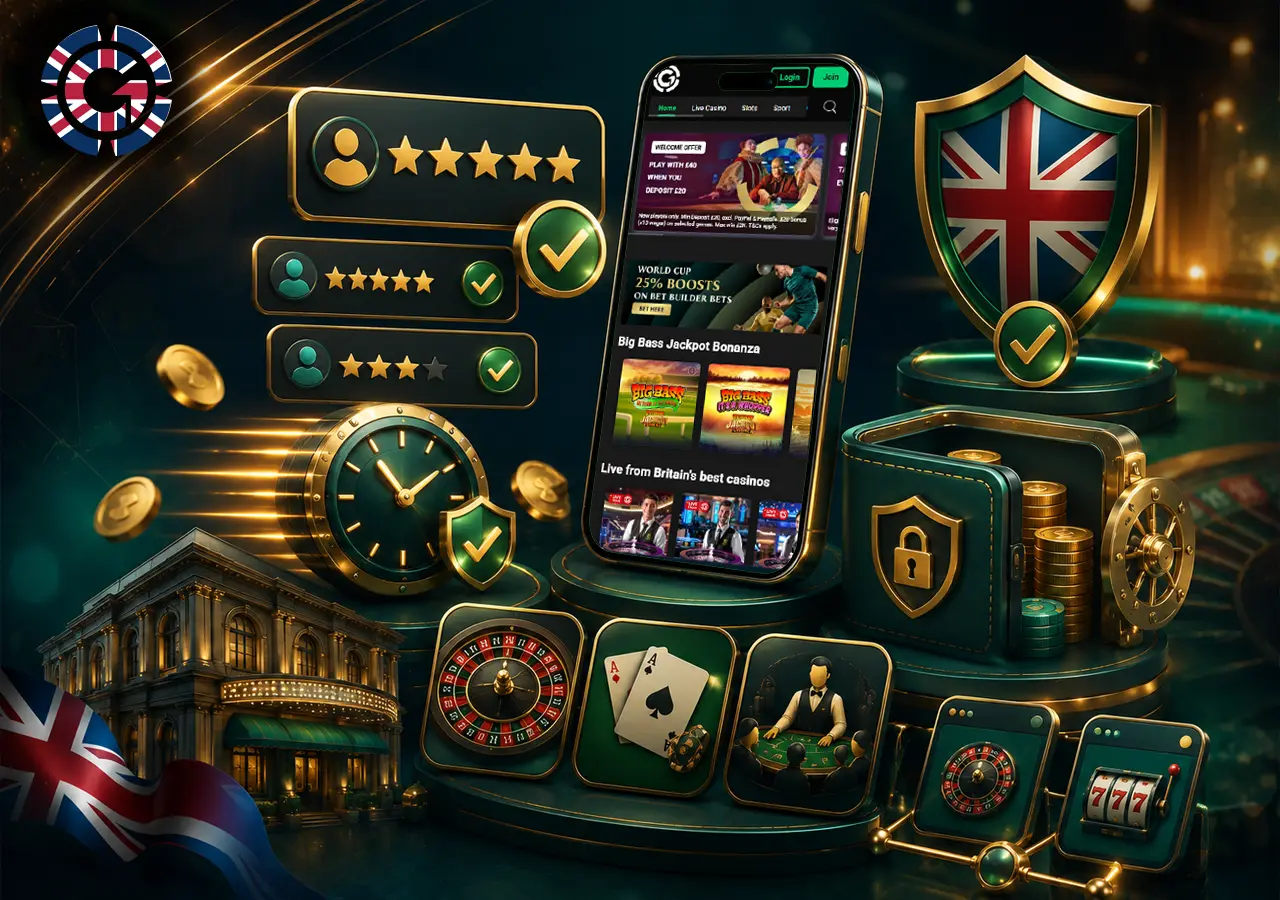Grosvenor Casino trust review concept with ratings, licence shield, payout confidence and high-street heritage