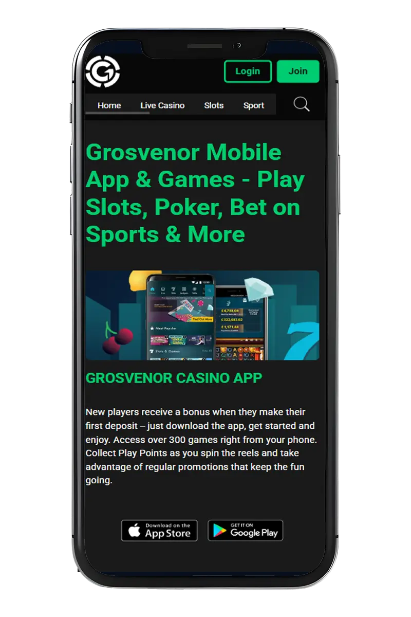 Screenshot of the mobile app download page